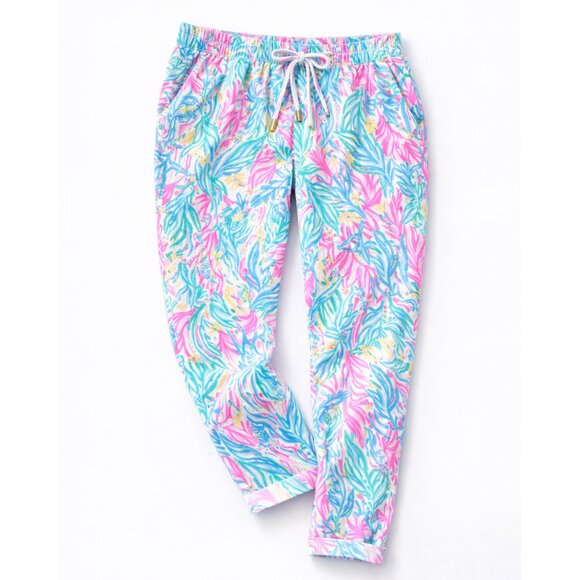 Lilly Pulitzer Taron Linen Pants Small Sea Turtle Soiree Lagoon Pull On Resort - Picture 6 of 10